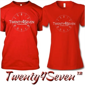 Image of Red/White "Twenty4Seven Logo" Tee (Men & Women's)