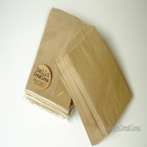 Image of 25 X-Small Brown Kraft Bags - PRINTABLE BAGS - Candy Buffet Bags