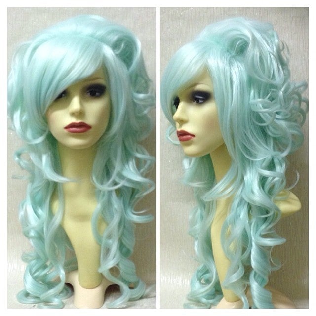 Image of Minty Cupcake, Mint Green Beehive Curls Wavy Gothic Lolita Cosplay Wig