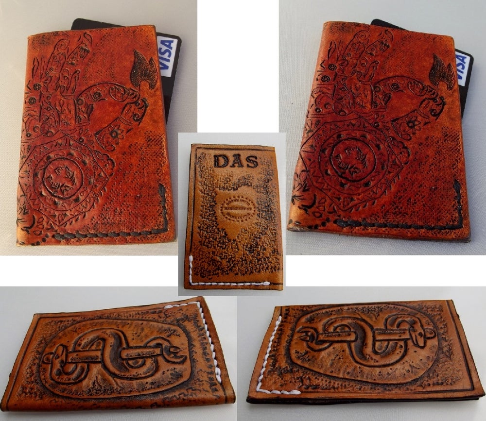 Custom Hand Tooled Leather Minimalist Front Pocket Wallet, Business Card, Credit Card, ID Holder ...