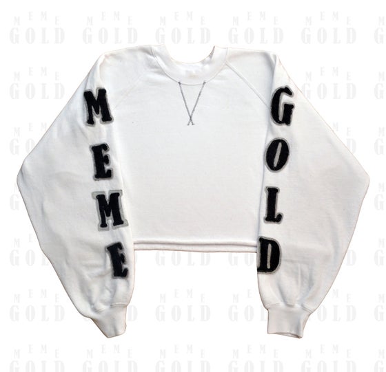 Image of White MEME GOLD Crop Sweater