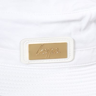 Image of HYPE. WHITE BUCKET HAT WITH GOLD PATCH